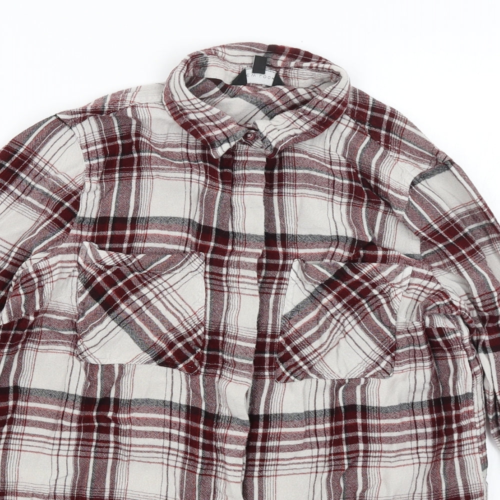New Look Womens Red Plaid  Basic Button-Up Size 12