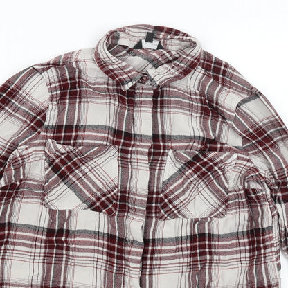 Preloved New Look Womens Red Plaid  Basic Button-Up Size 12 - Detail