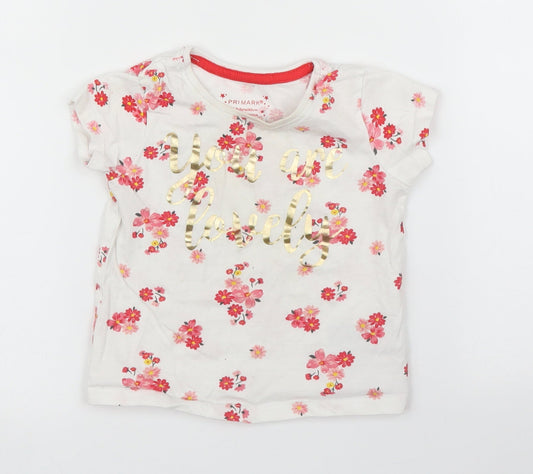 Primark Girls Pink Floral  Basic T-Shirt Size 12-18 Months