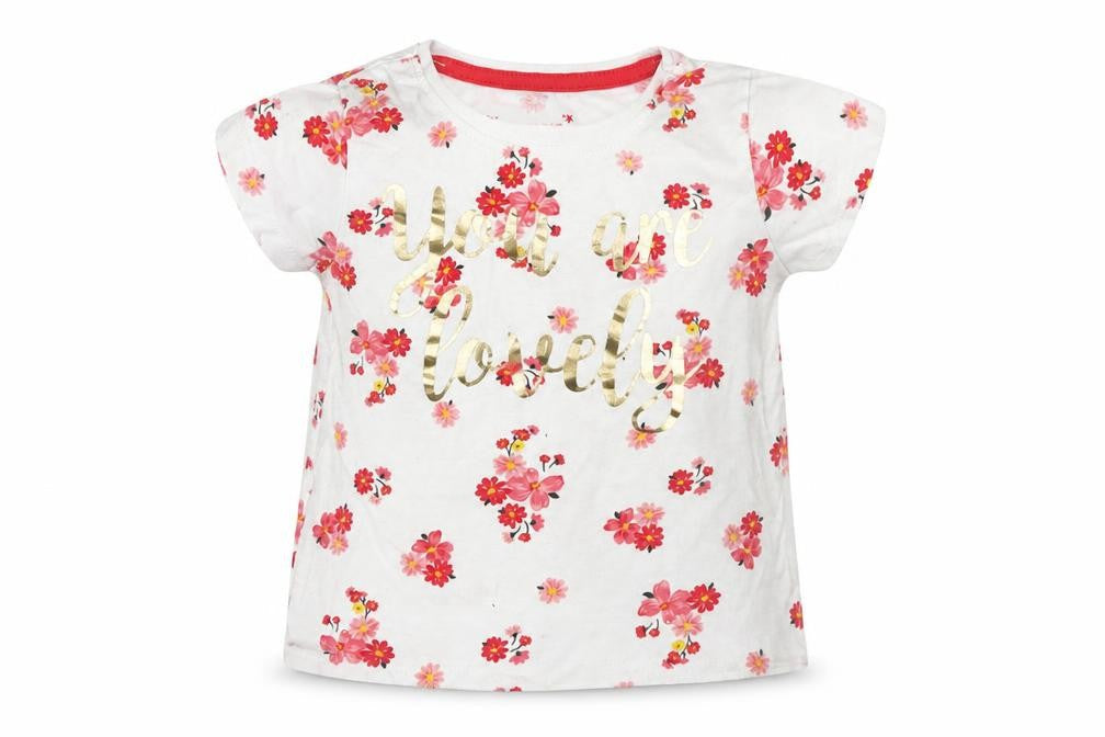 Primark Girls Pink Floral  Basic T-Shirt Size 12-18 Months