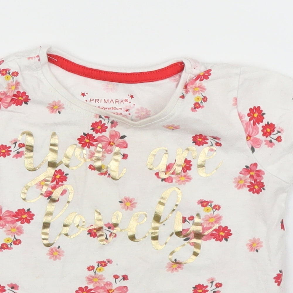 Primark Girls Pink Floral  Basic T-Shirt Size 12-18 Months