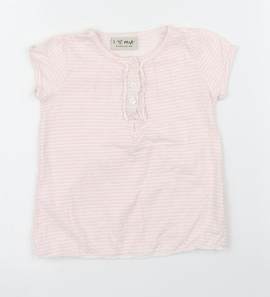 NEXT Girls Pink Striped  Basic Blouse Size 12-18 Months