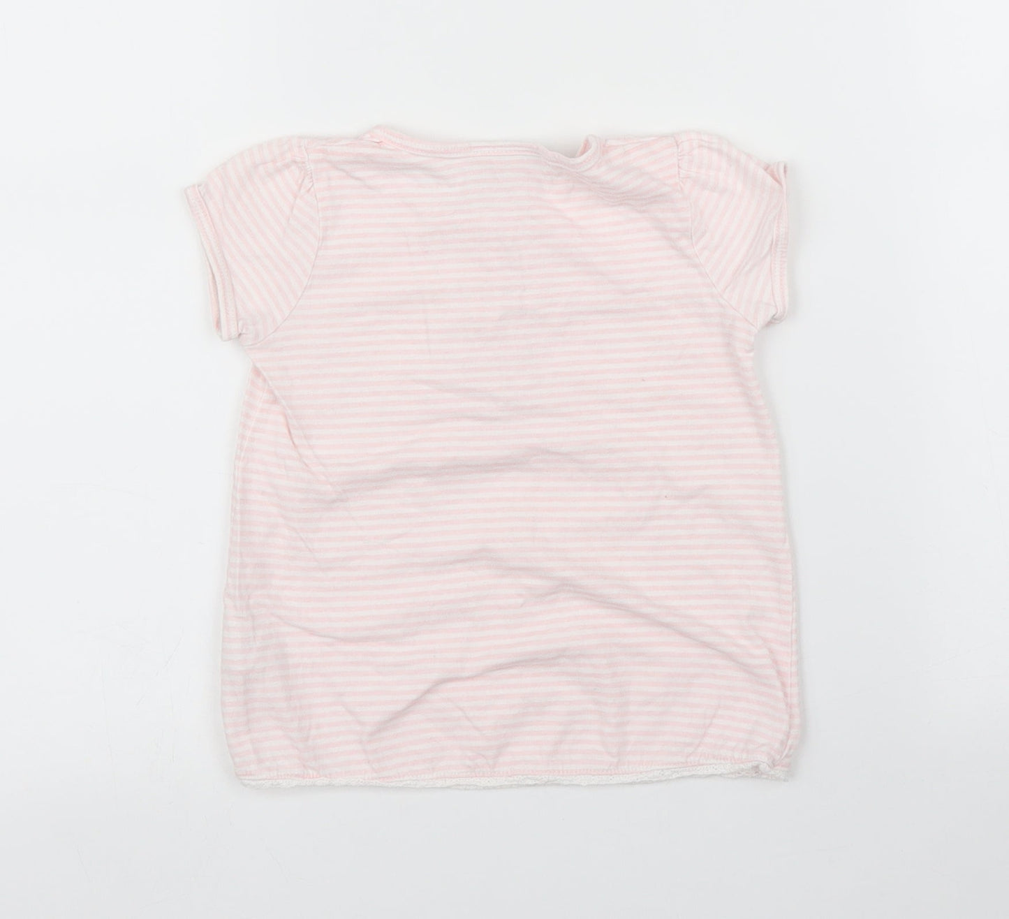 NEXT Girls Pink Striped  Basic Blouse Size 12-18 Months