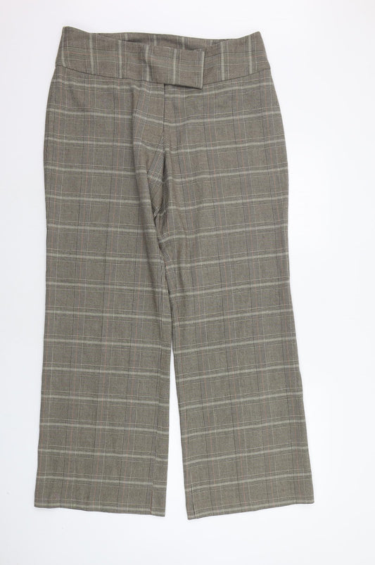 eVIE Womens Beige Geometric  Trousers  Size 16 L29 in