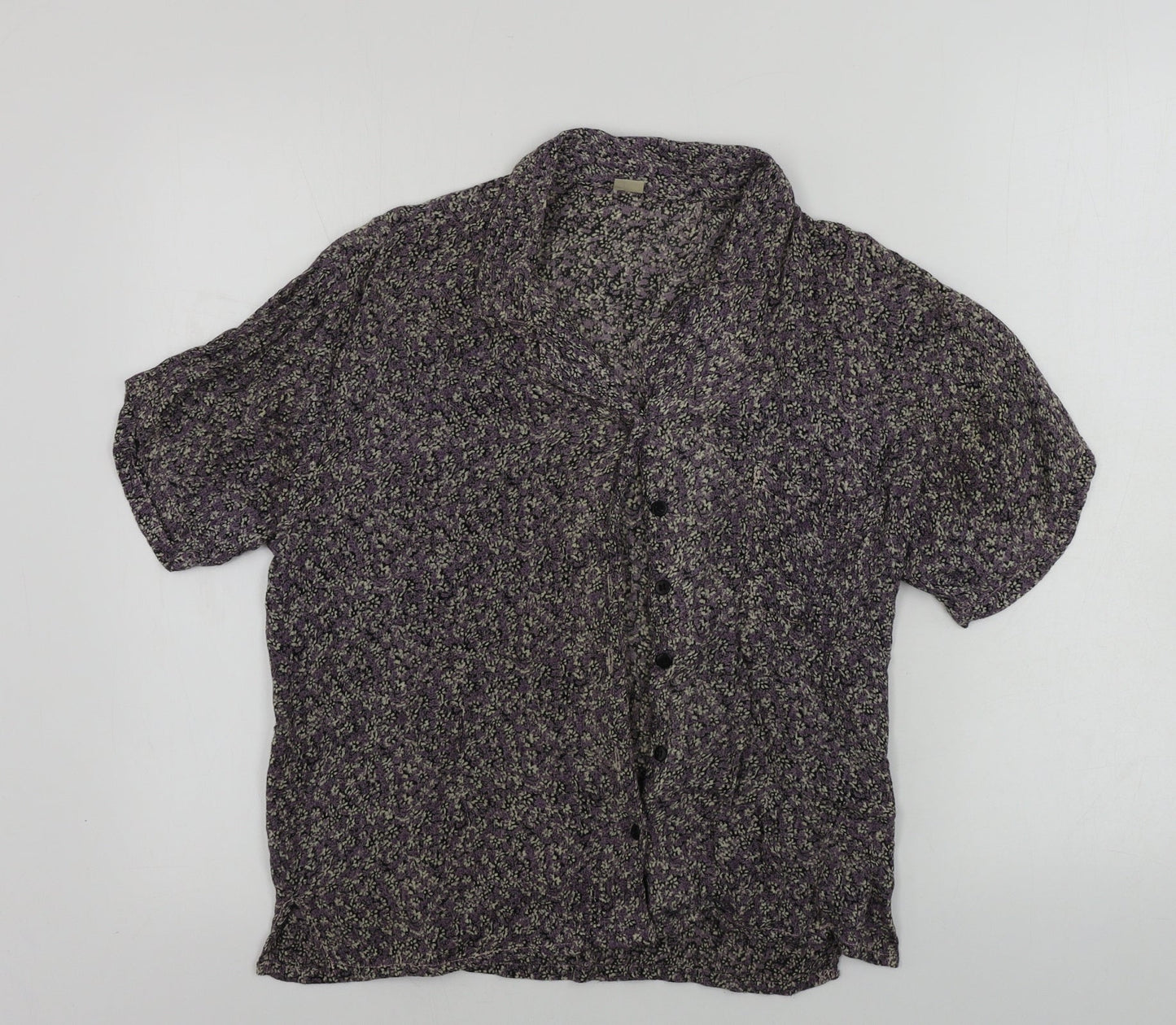 Preworn  Womens Grey Floral  Basic Button-Up Size S