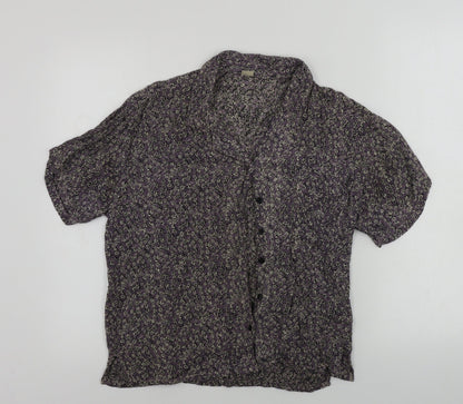 Preworn  Womens Grey Floral  Basic Button-Up Size S