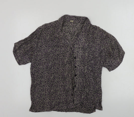 Preworn  Womens Grey Floral  Basic Button-Up Size S