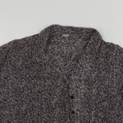 Preworn  Womens Grey Floral  Basic Button-Up Size S