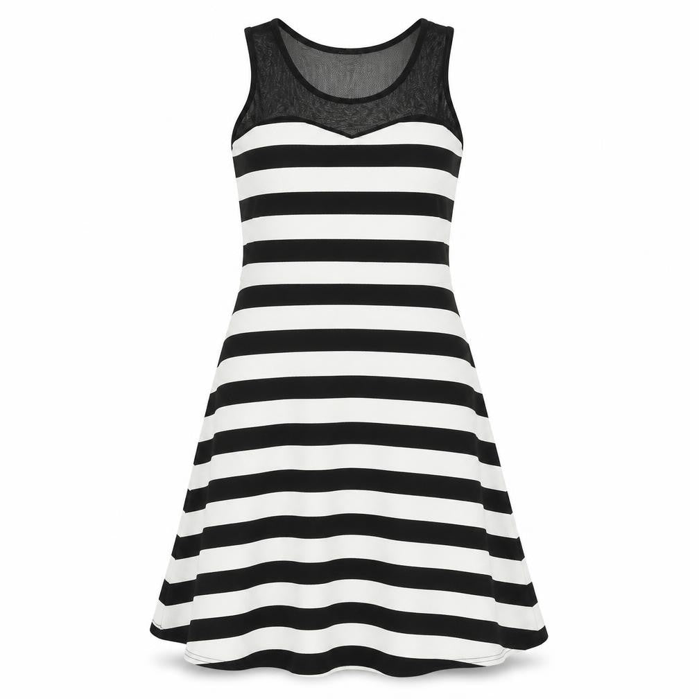 like tanya Womens White Striped  A-Line  Size L