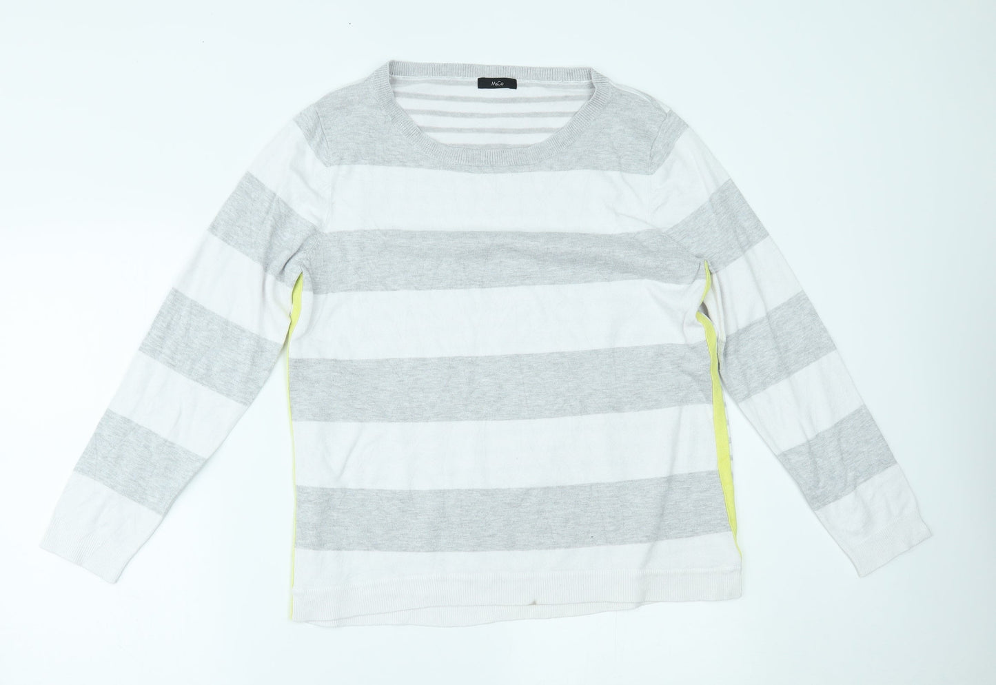 M&Co Womens Grey Striped  Basic Blouse Size 16