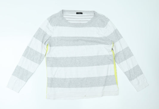 M&Co Womens Grey Striped  Basic Blouse Size 16
