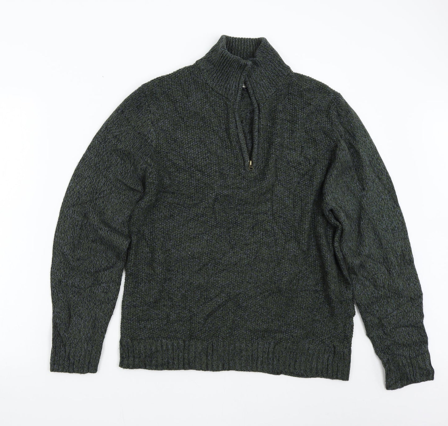 George Mens Green  Knit Henley Jumper Size M