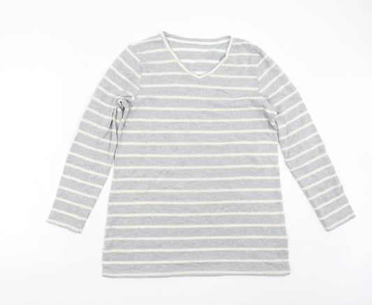 Preworn Womens Grey Striped Knit Pullover Jumper Size 14