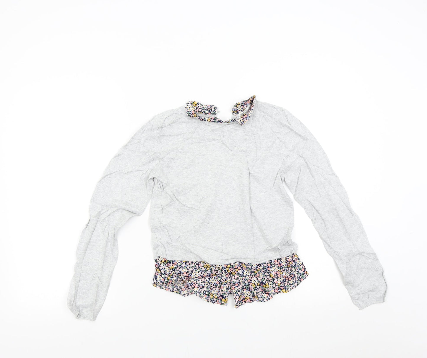 H&M Girls Grey  Knit Pullover Jumper Size 8 Years
