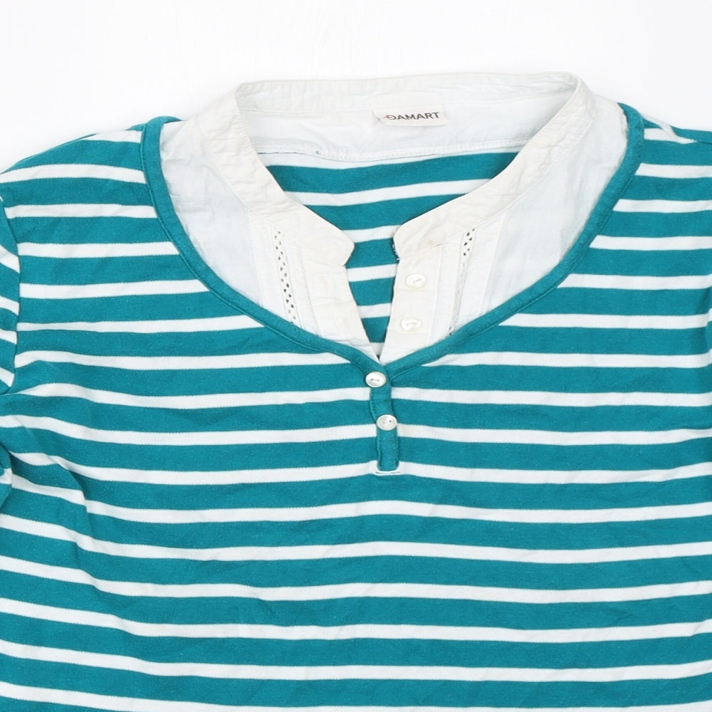 Damart Womens Blue Striped  Basic T-Shirt Size 10