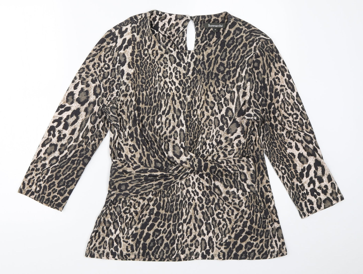 Bonmarché Womens Brown Animal Print  Basic T-Shirt Size 12