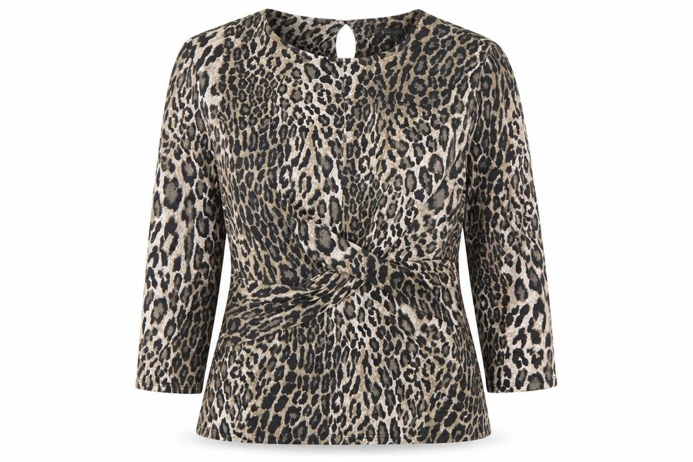 Bonmarché Womens Brown Animal Print Basic T-Shirt Size 12