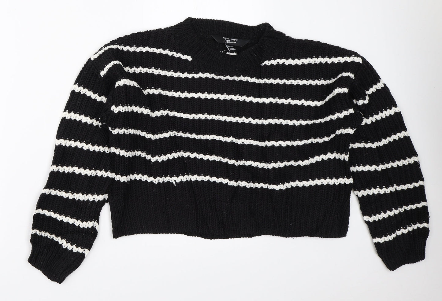 New Look Girls Black Striped  Pullover Jumper Size 14-15 Years