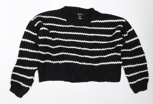 New Look Girls Black Striped  Pullover Jumper Size 14-15 Years