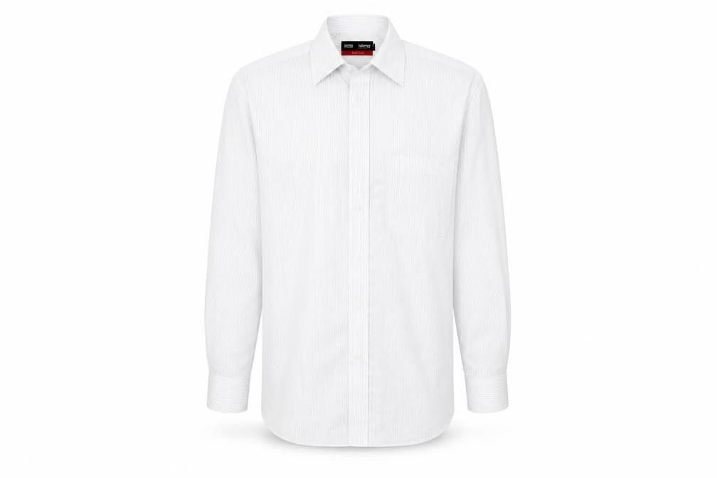 Marks & Spencer Mens White Striped   Button-Up Size 15