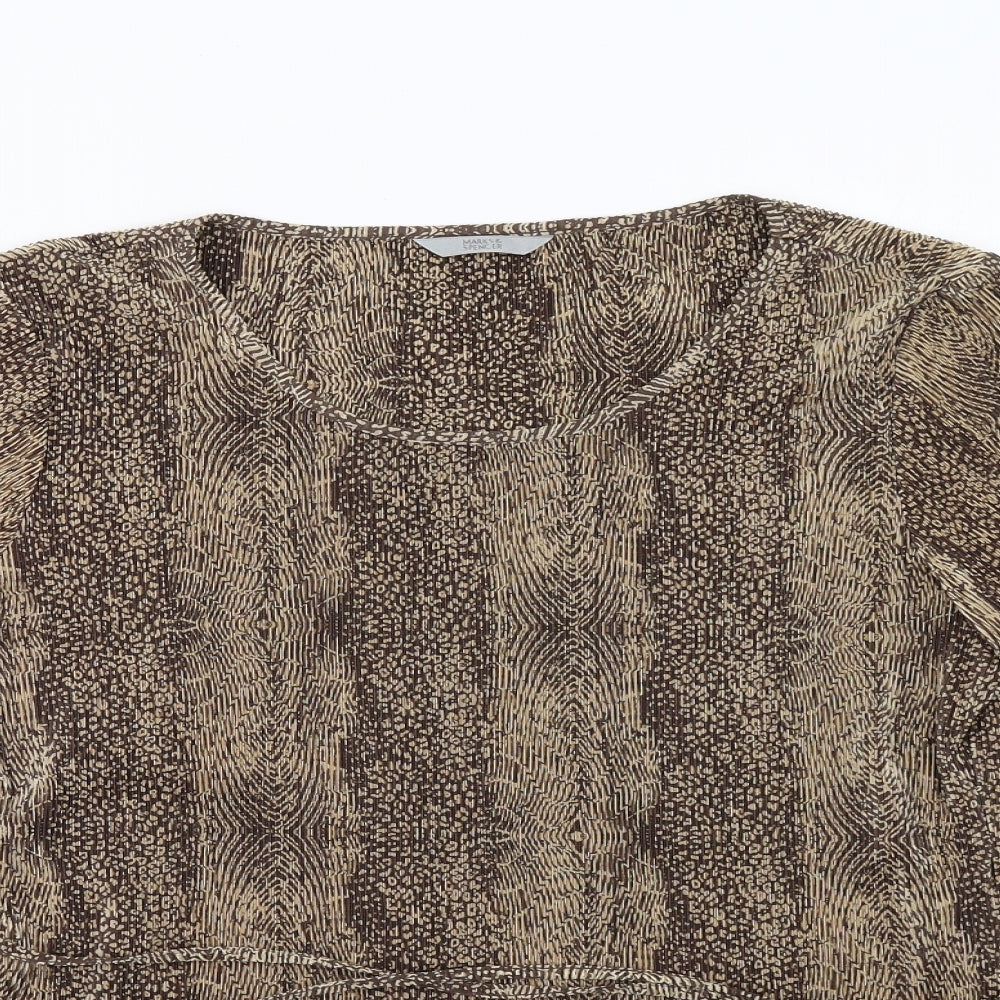 marks and Womens Brown Animal Print  Basic T-Shirt Size 16