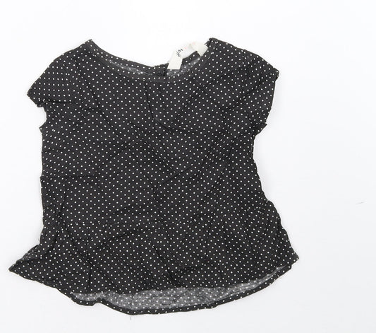 H&M Girls Black Polka Dot  Basic T-Shirt Size 2-3 Years