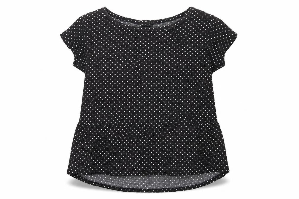 H&M Girls Black Polka Dot  Basic T-Shirt Size 2-3 Years