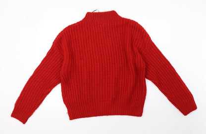 Preloved H&M Womens Red  Knit Pullover Sweatshirt Size M - Back