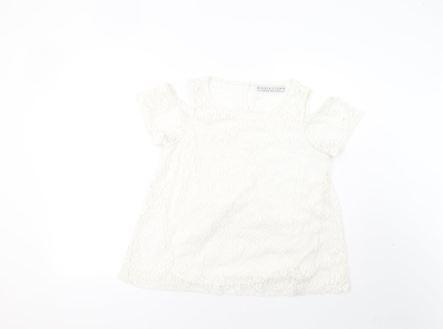 lola liza Womens White   Basic T-Shirt Size M