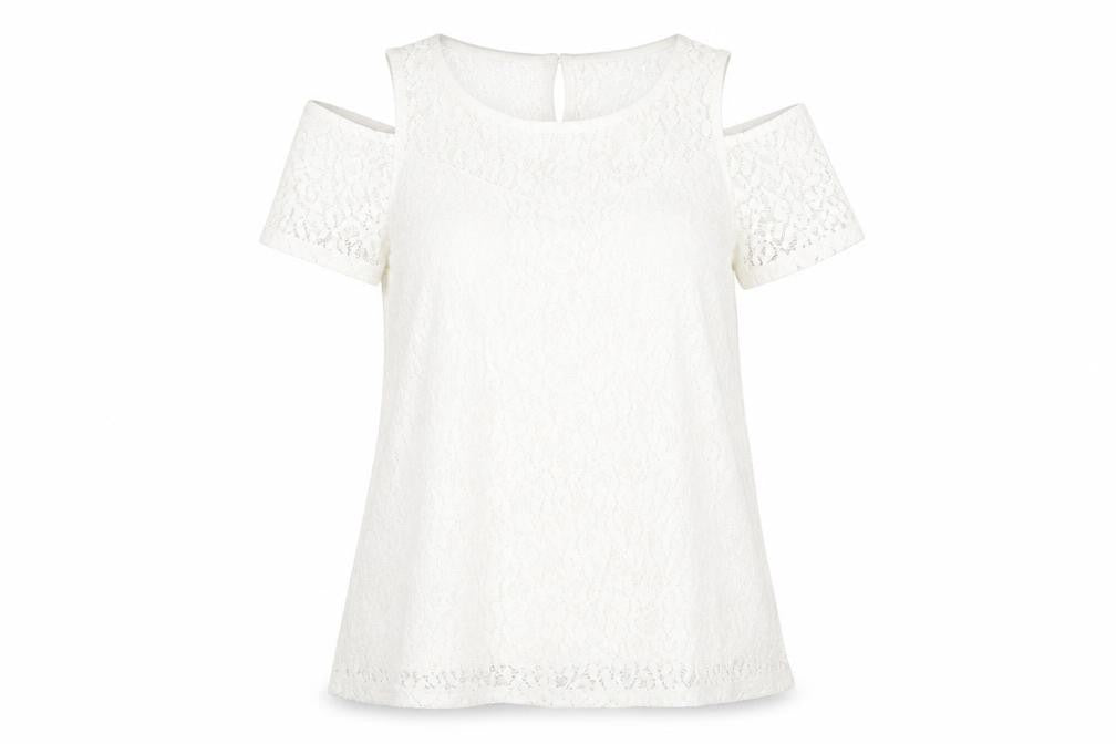 lola liza Womens White   Basic T-Shirt Size M