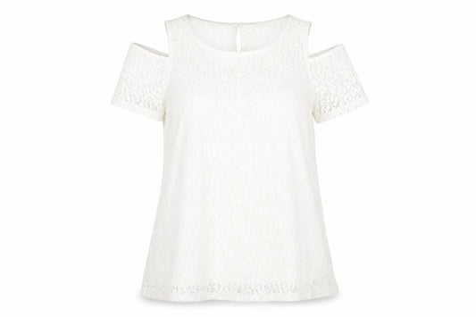 lola liza Womens White   Basic T-Shirt Size M