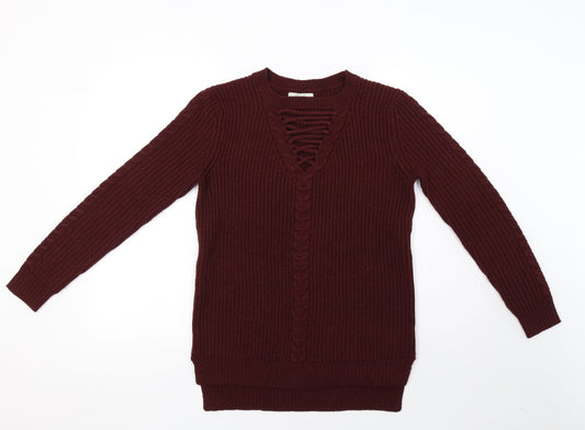 Peacocks Womens Brown  Knit Pullover Sweatshirt Size S