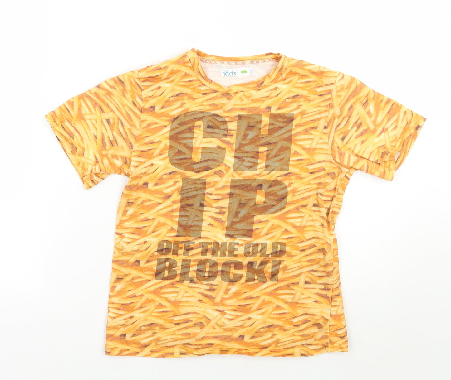 M&Co Girls Orange Batik  Basic T-Shirt Size 8-9 Years