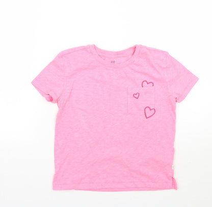 Additional front view of Gap girls’ pink basic t-shirt, size M