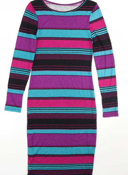 Womens Black Striped  A-Line  Size 8
