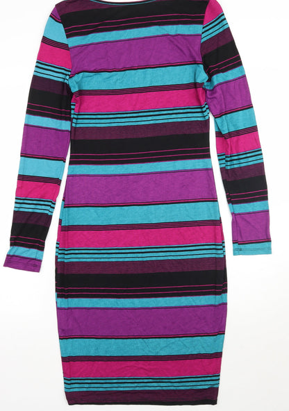 Womens Black Striped  A-Line  Size 8