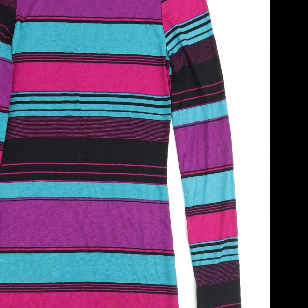 Preworn Womens Black Striped  A-Line  Size 8