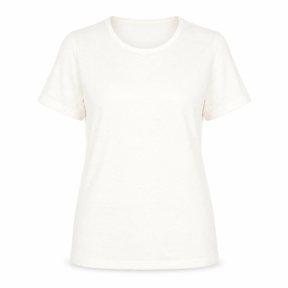 Preworn Womens Ivory Floral  Basic T-Shirt Size 14
