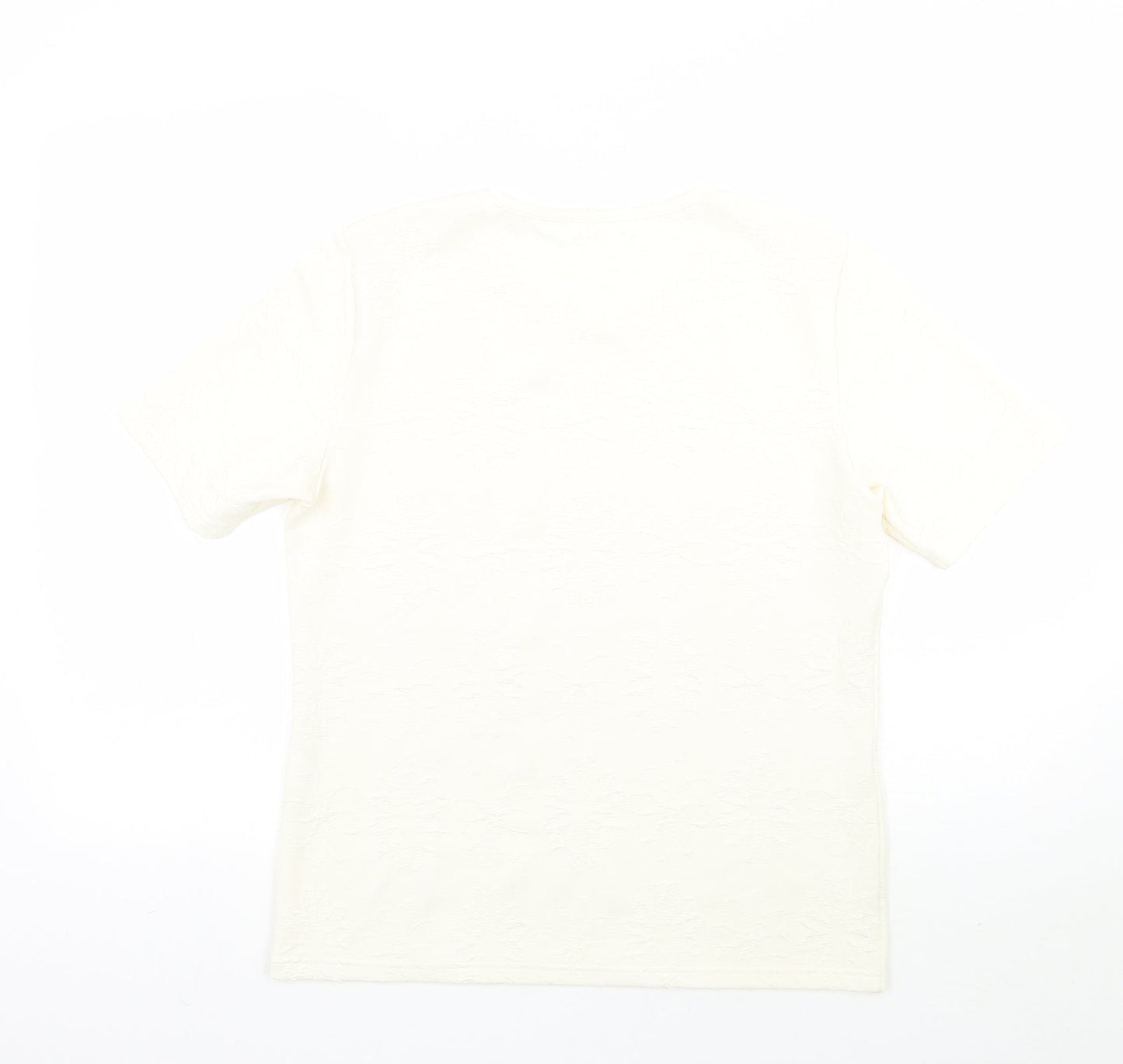 Preworn Womens Ivory Floral  Basic T-Shirt Size 14