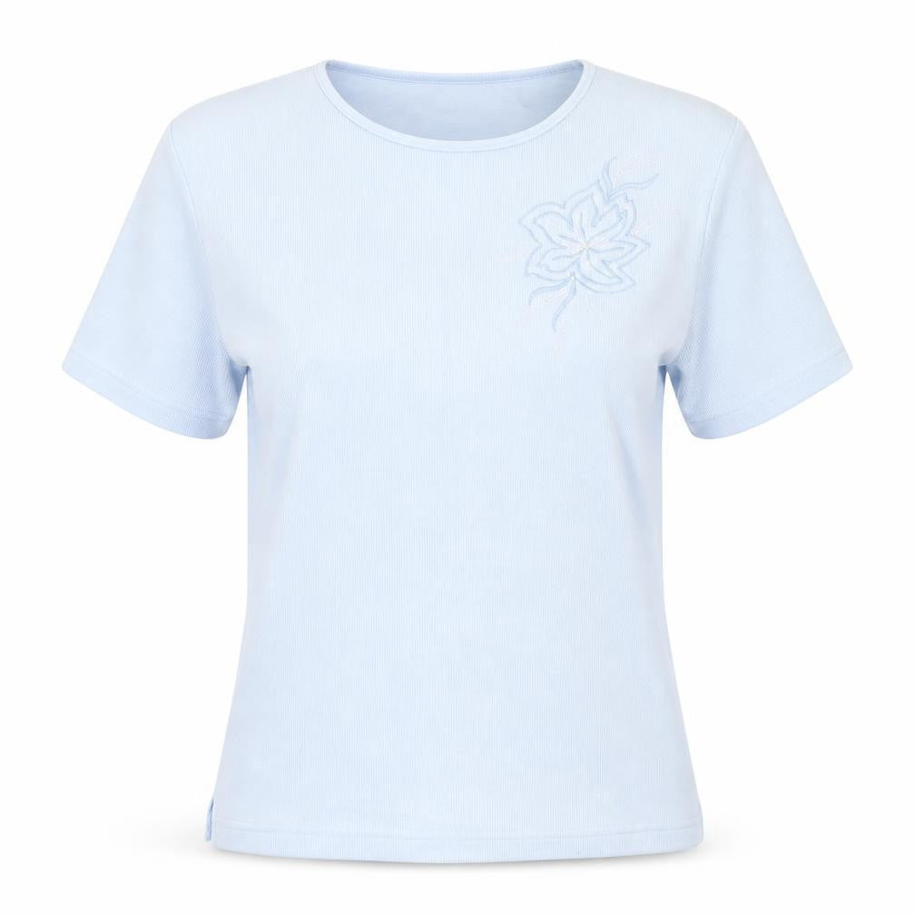 Bonmarché Womens Blue Floral Basic T-Shirt Size S