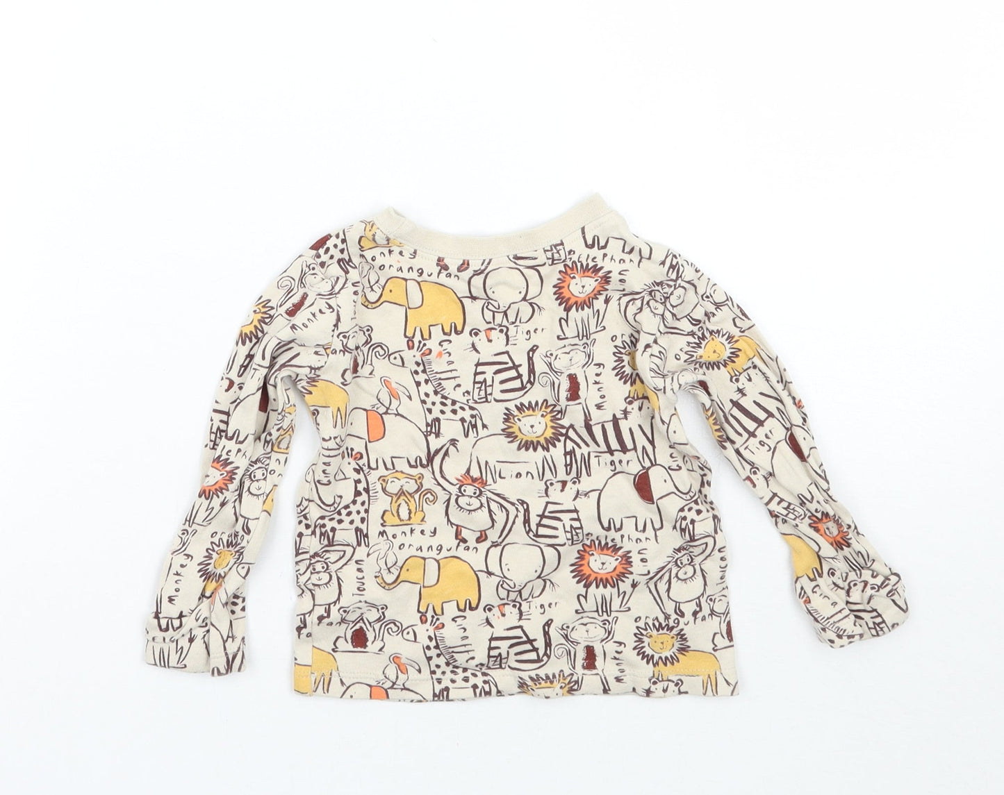 George Girls Beige Animal Print  Basic T-Shirt Size 3-6 Months