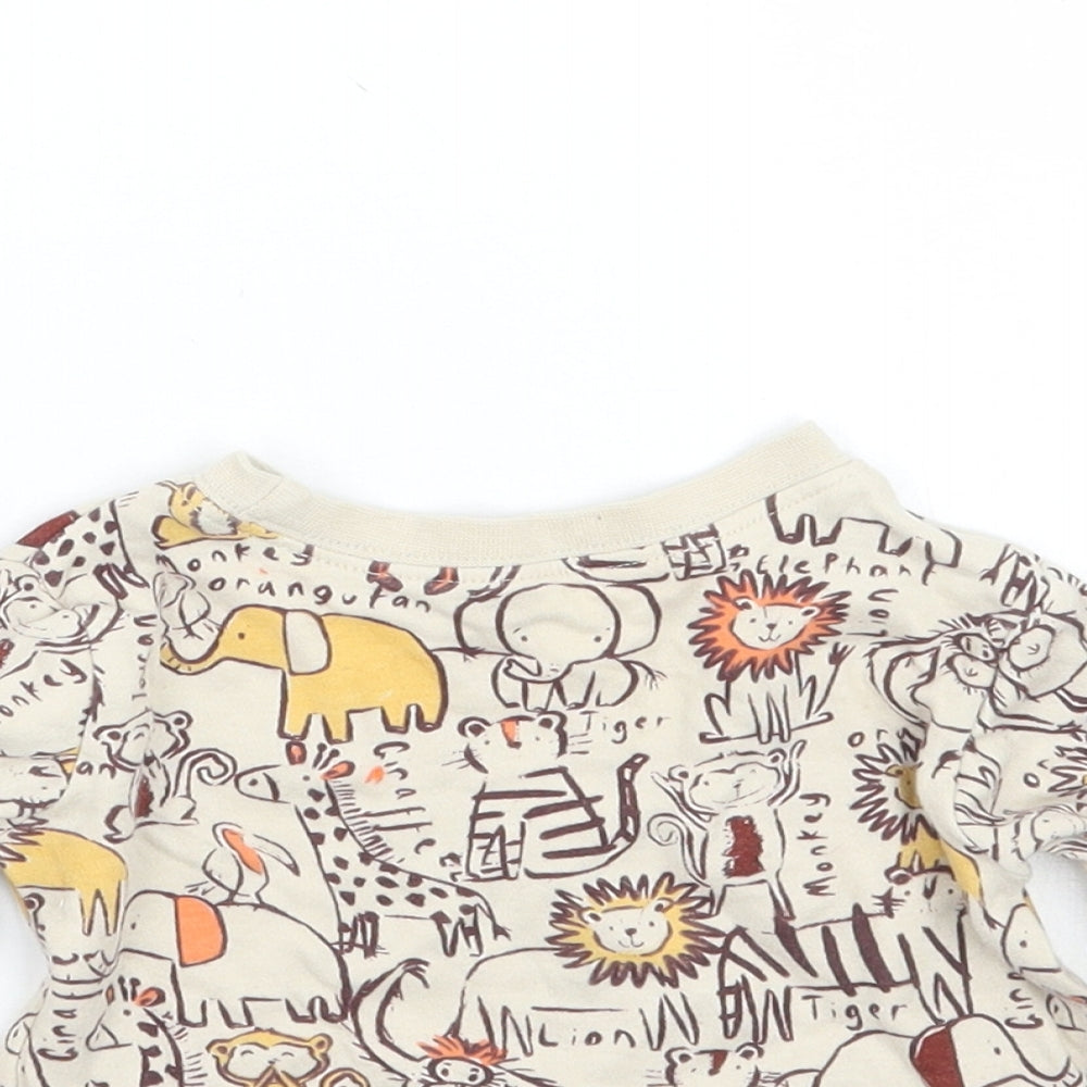 George Girls Beige Animal Print  Basic T-Shirt Size 3-6 Months