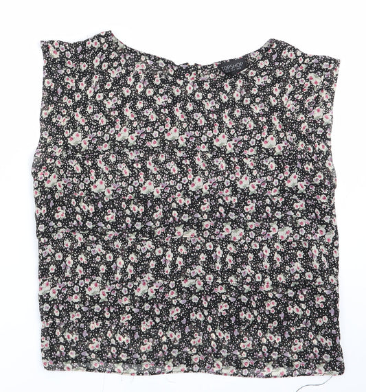 Topshop Womens Black Floral  Basic Blouse Size 10