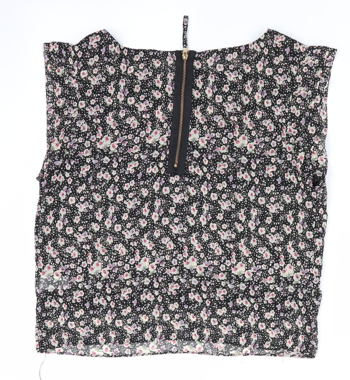 Topshop Womens Black Floral  Basic Blouse Size 10