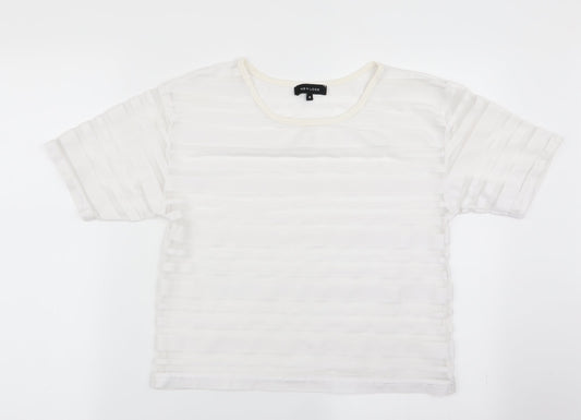 New Look Womens White Striped  Basic T-Shirt Size 8