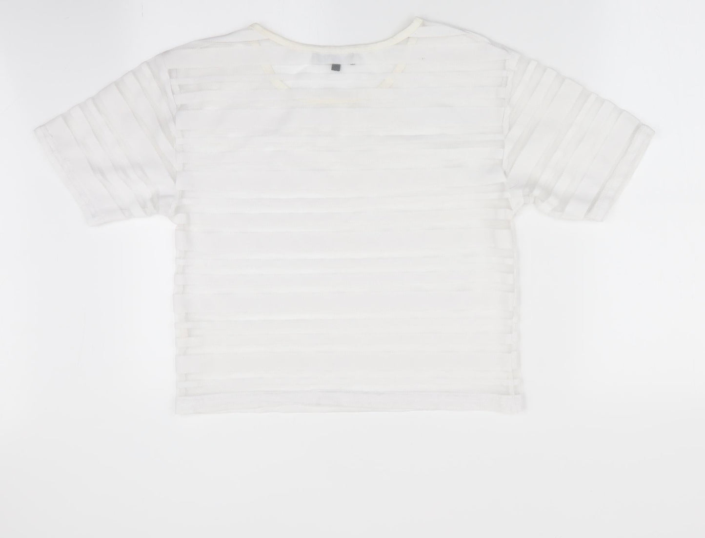 New Look Womens White Striped  Basic T-Shirt Size 8