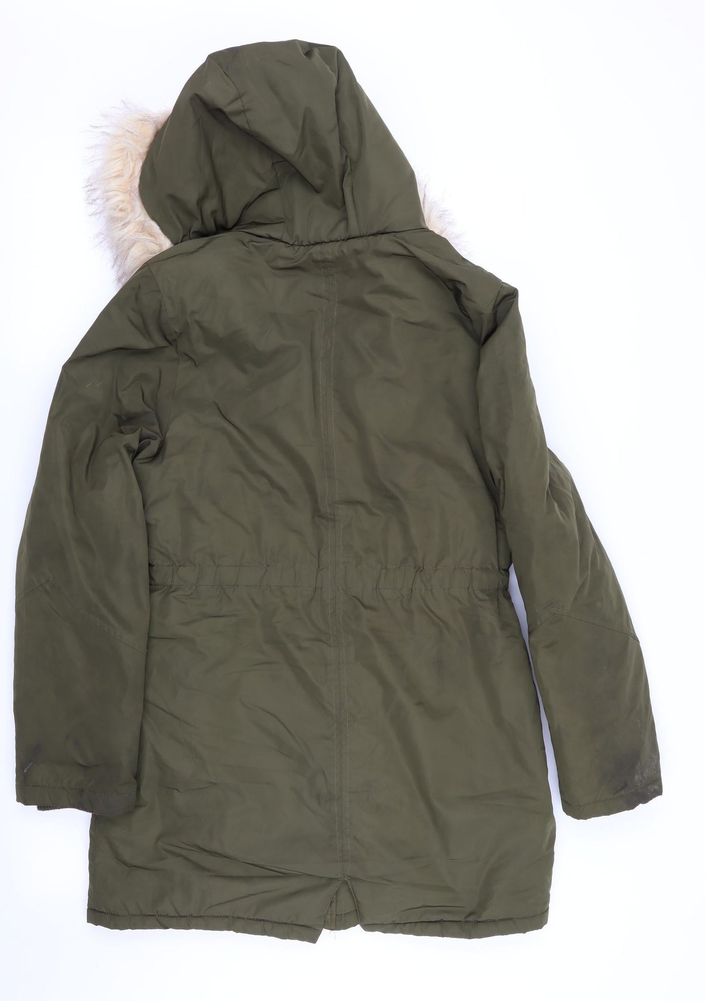 V by Very Womens Green   Anorak Coat   - Faux Fur Trim