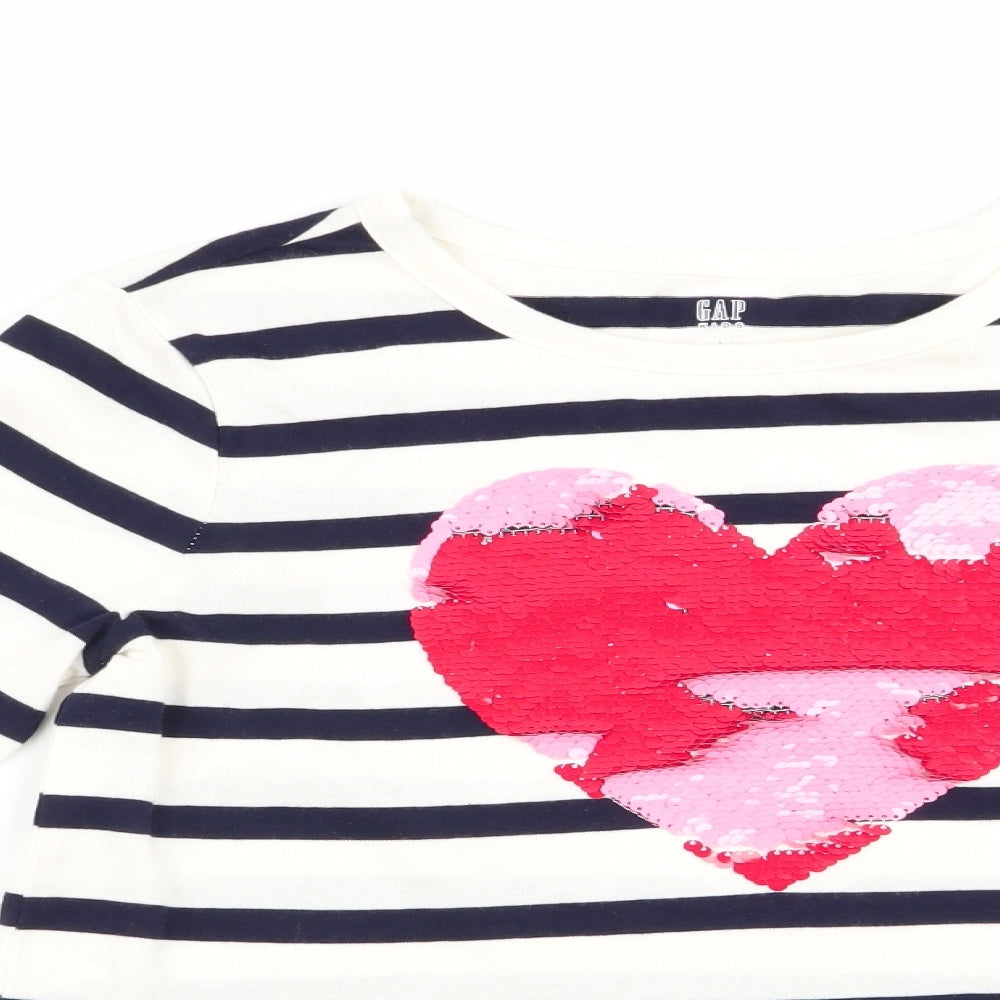 Gap Girls Blue Striped  Basic Casual Size L