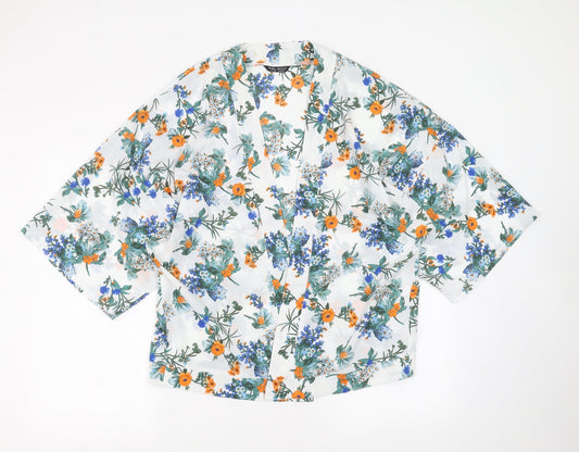 Select Womens White Floral  Cardigan Jumper Size 12