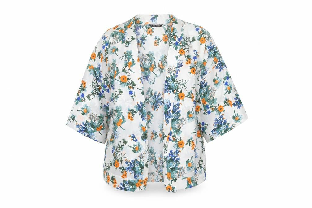 Select Womens White Floral  Cardigan Jumper Size 12